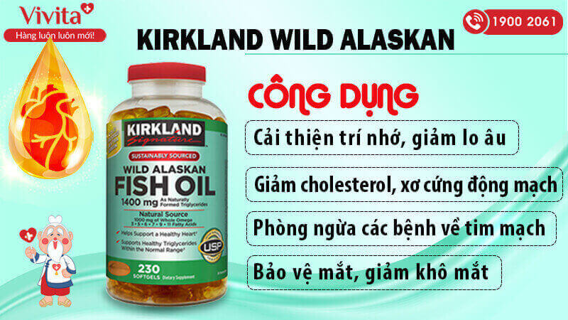 Công dụng viên dầu cá Kirkland Wild Alaskan