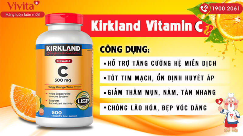 Công dụng viên nhai Kirkland Vitamin C
