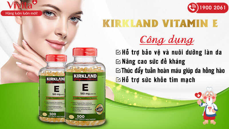 Công dụng viên uống đẹp da Kirkland Vitamin E