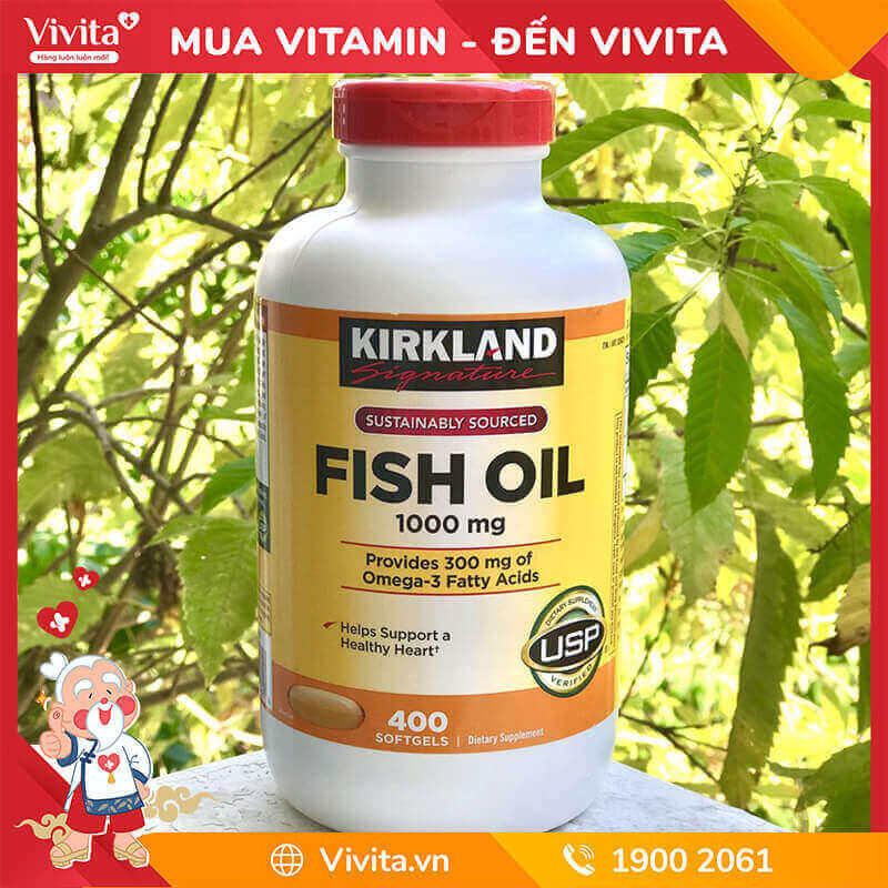 Viên Uống Kirkland Fish Oil 1000mg Hỗ Trợ Cải Thiện Sức Khỏe Tim Mạch | Hộp 400 Viên