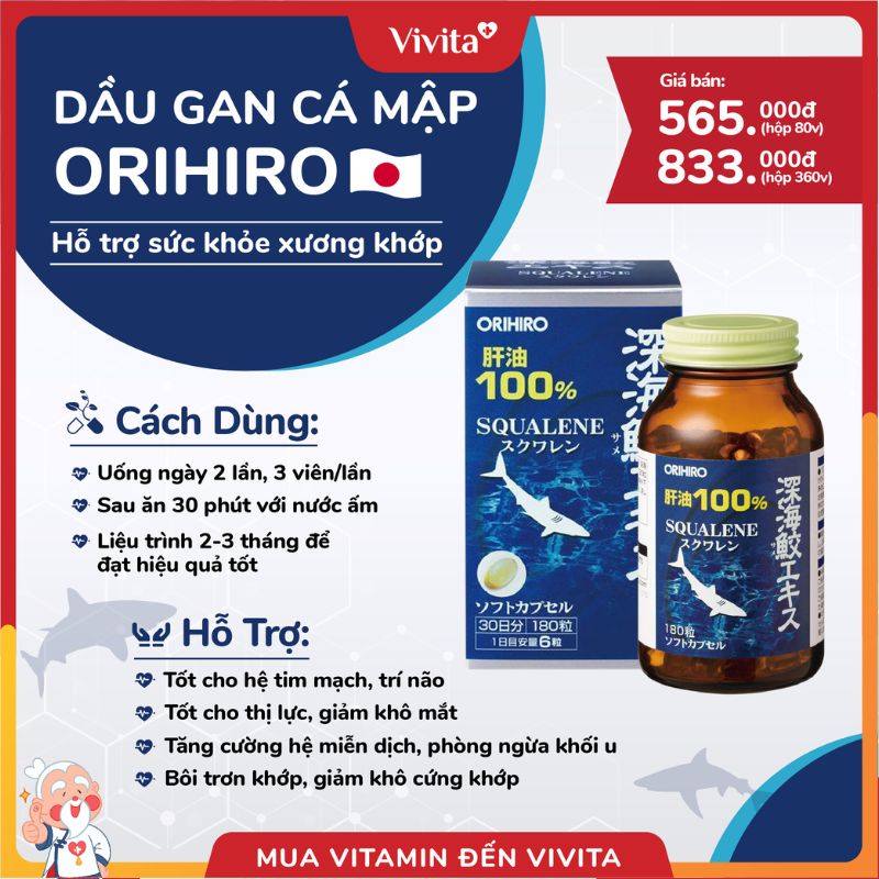 Dầu cá Omega 3, EPA & DHA Orihiro Nhật Bản 180 viên