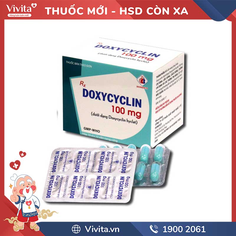Thuốc kháng sinh Doxycycline 100mg Domesco | Hộp 100 viên