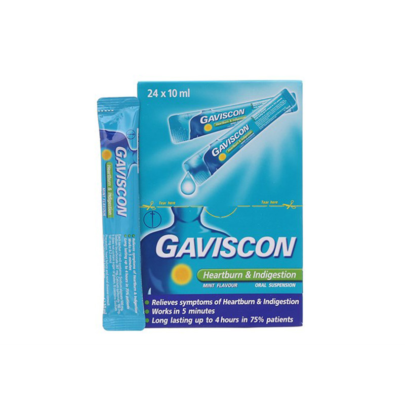 Thuốc trị loét dạ dày, tá tràng Gaviscon 10ml l Hộp 24 gói