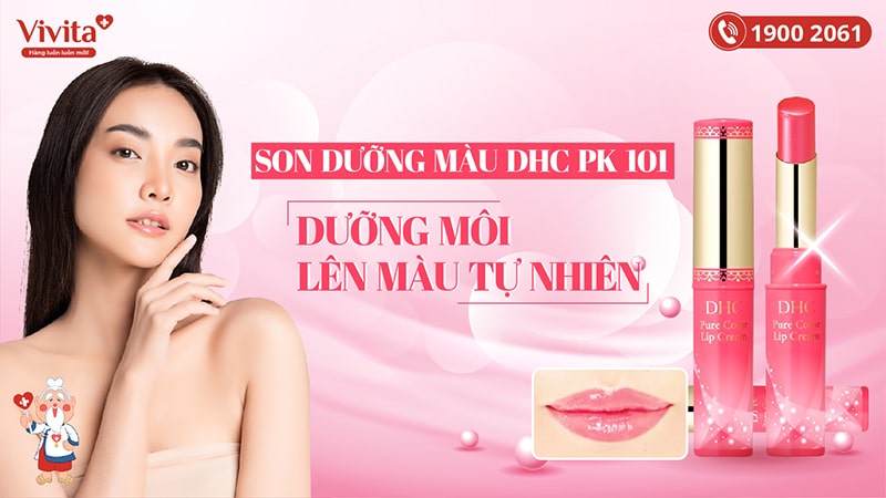 Son Dưỡng Màu DHC Pure Color Lip Cream PK101 Dưỡng Ẩm, Làm Hồng Môi Thỏi 1.4 gram