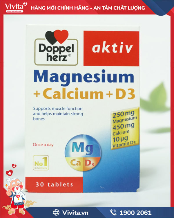 Magnesium Calcium D3 hỗ trợ xương khớp hộp 30v Date mới