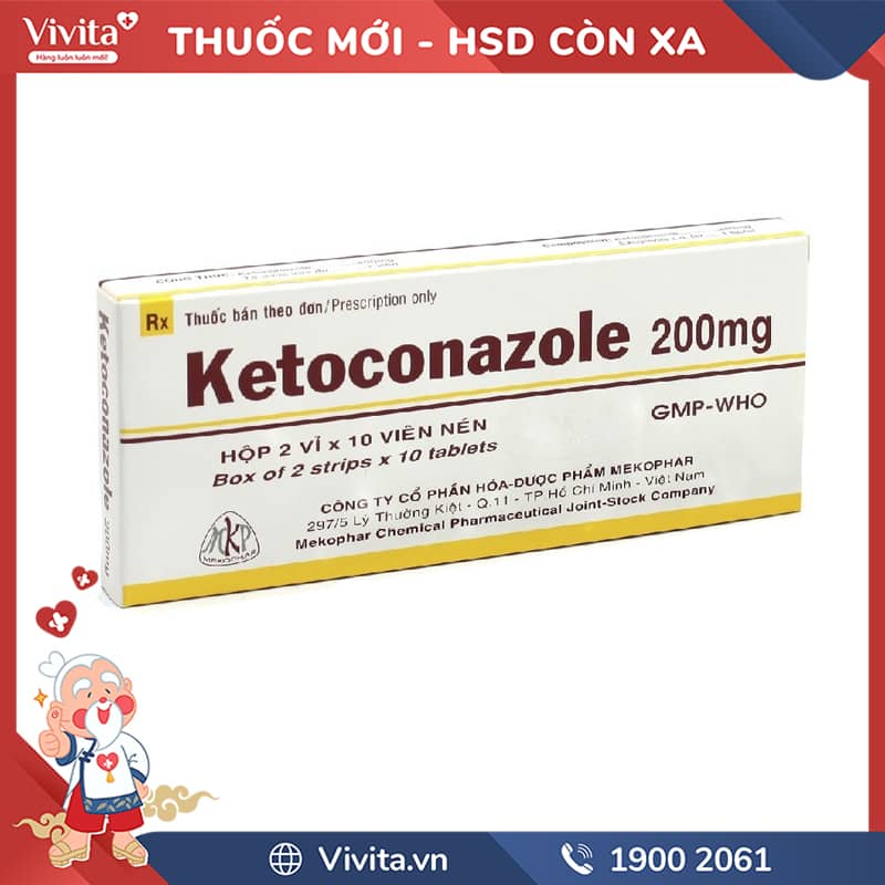 Thuốc kháng nấm Ketoconazol 200mg l Hộp 20 viên