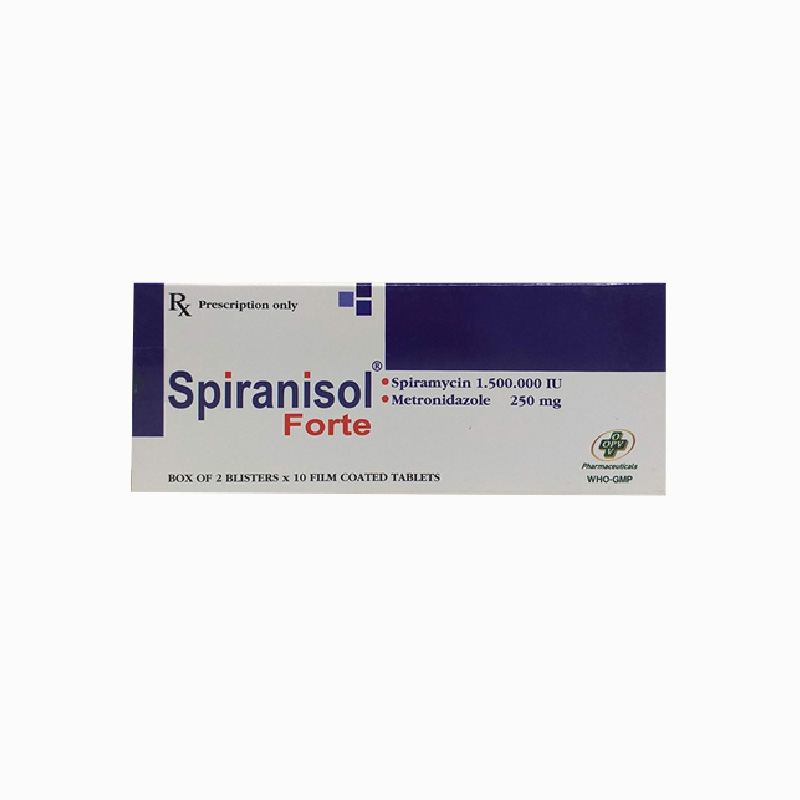 Thuốc kháng sinh trị nhiễm trùng Spiranisol Forte | Hộp 20 viên