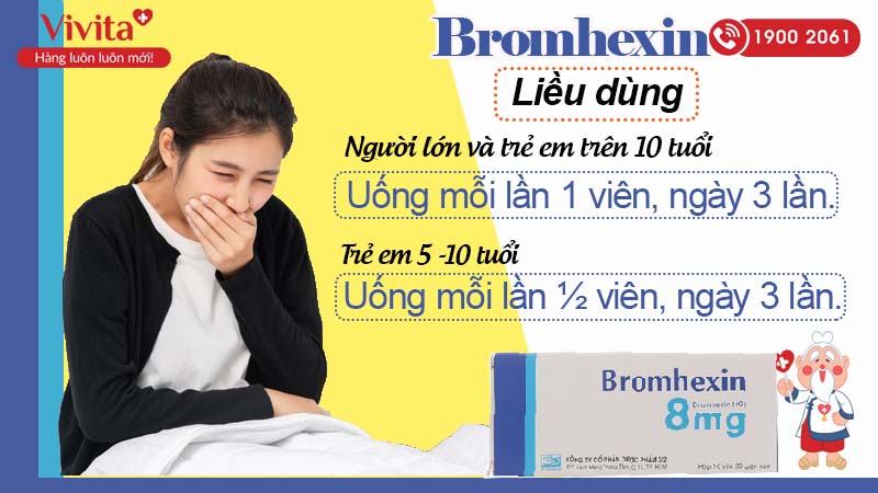 Liều dùng của thuốc long đờm Bromhexin 8mg