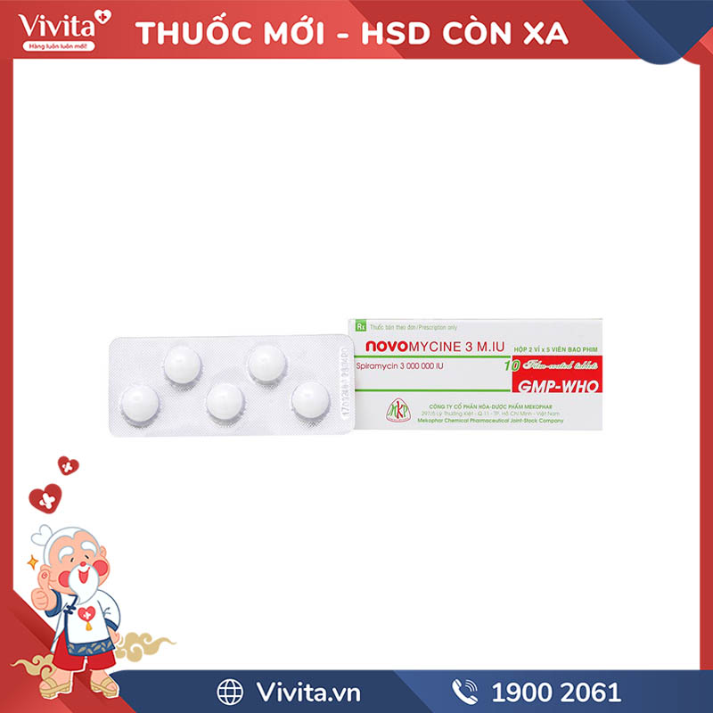 Thuốc kháng sinh Novomycine Mekophar 3MIU | Hộp 10 viên