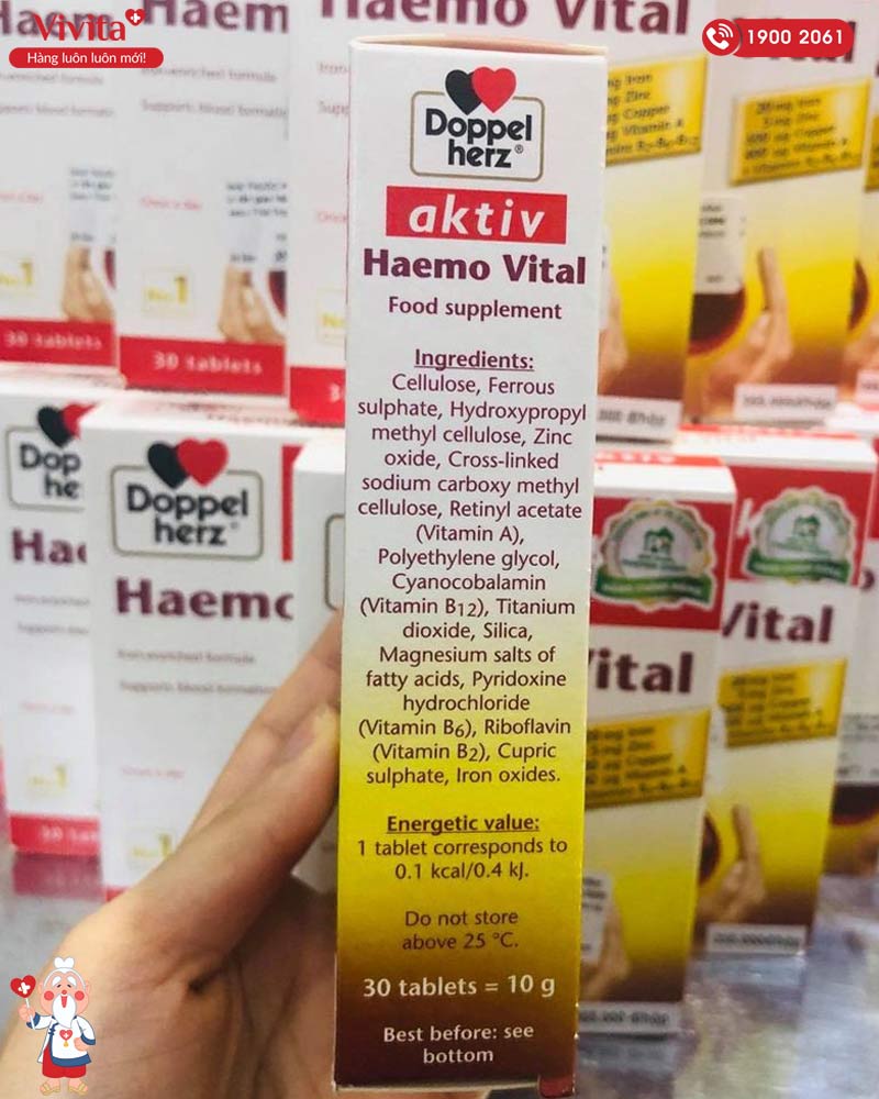 Viên Uống Haemo Vital Hỗ Trợ Phòng Ngừa Thiếu Máu | Hộp 30 Viên