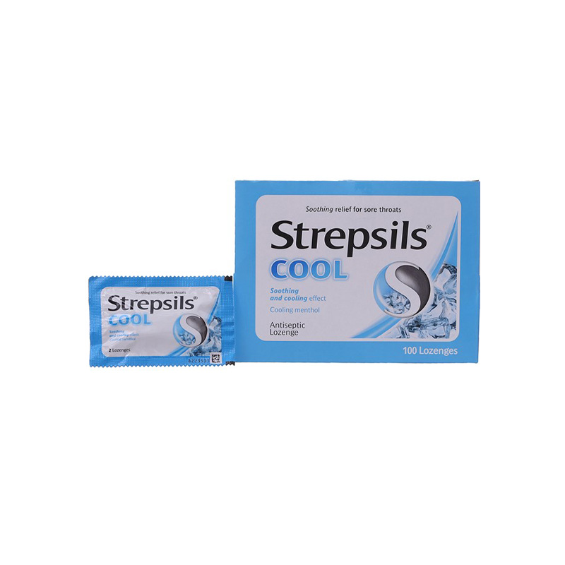 Viên ngậm trị đau họng Strepsils Cool gói 2 viên | Hộp 50 gói
