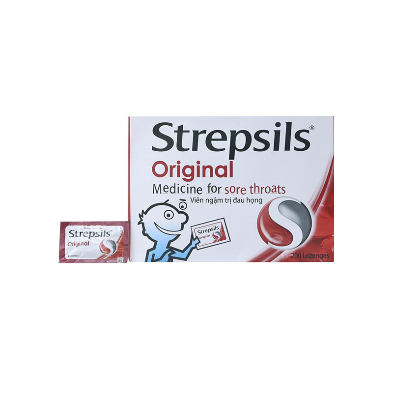 Viên ngậm trị đau họng Strepsils Original l Hộp 100 gói
