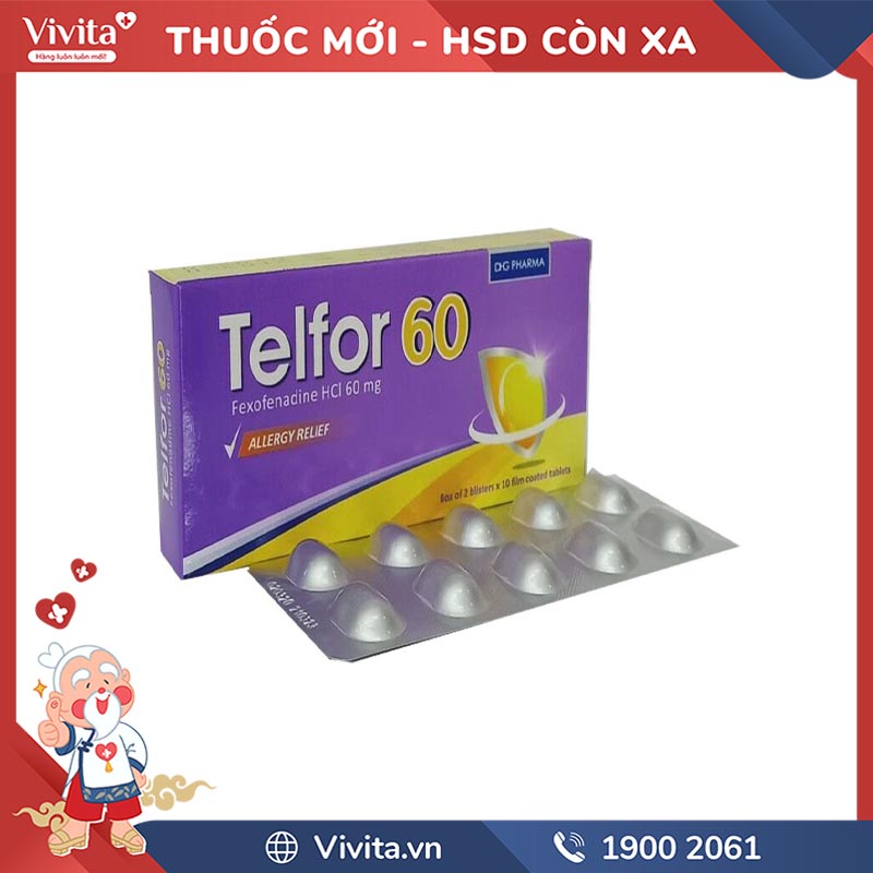 Thuốc chống dị ứng Telfor 60 | Hộp 20 viên