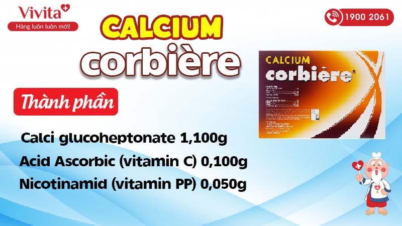 Thành phần của thuốc bổ sung canxi Calcium Corbiere 10ml