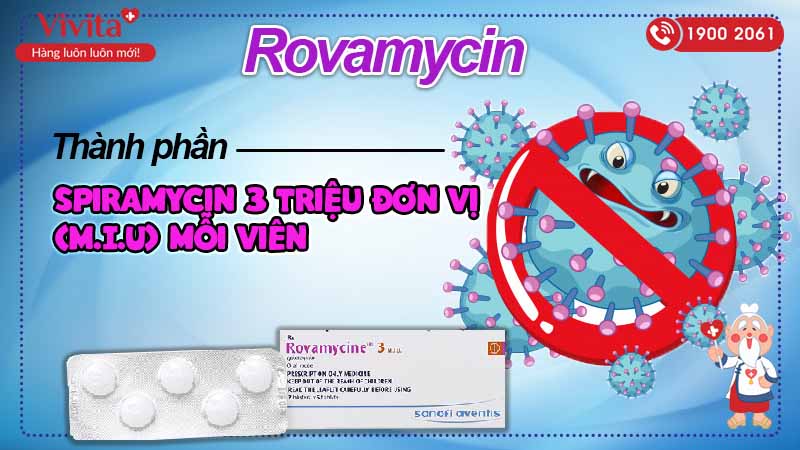 Thành phần của thuốc kháng sinh trị nhiễm khuẩn Rovamycine
