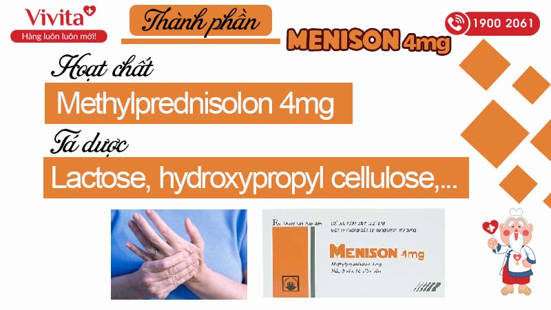 Thành phần của thuốc kháng viêm Menison 4mg