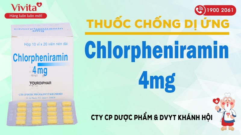 Thuốc chống dị ứng chlorpheniramin 4mg Khánh Hội