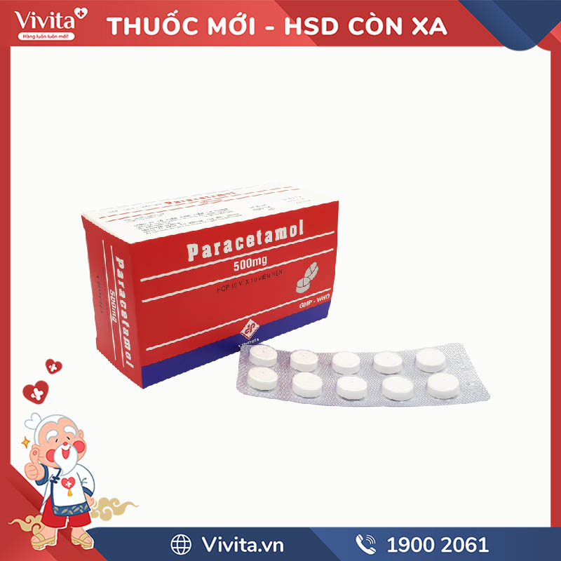 Thuốc giảm đau, hạ sốt Paracetamol 500mg Vidipha | Hộp 100 viên