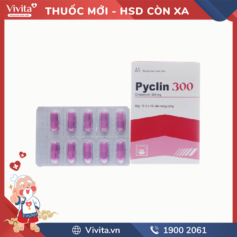 Thuốc kháng sinh trị nhiễm khuẩn Pyclin 300 | Hộp 100 viên