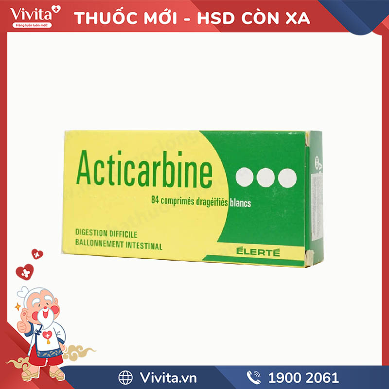 Thuốc trị tiêu chảy Acticarbine | Hộp 84 viên