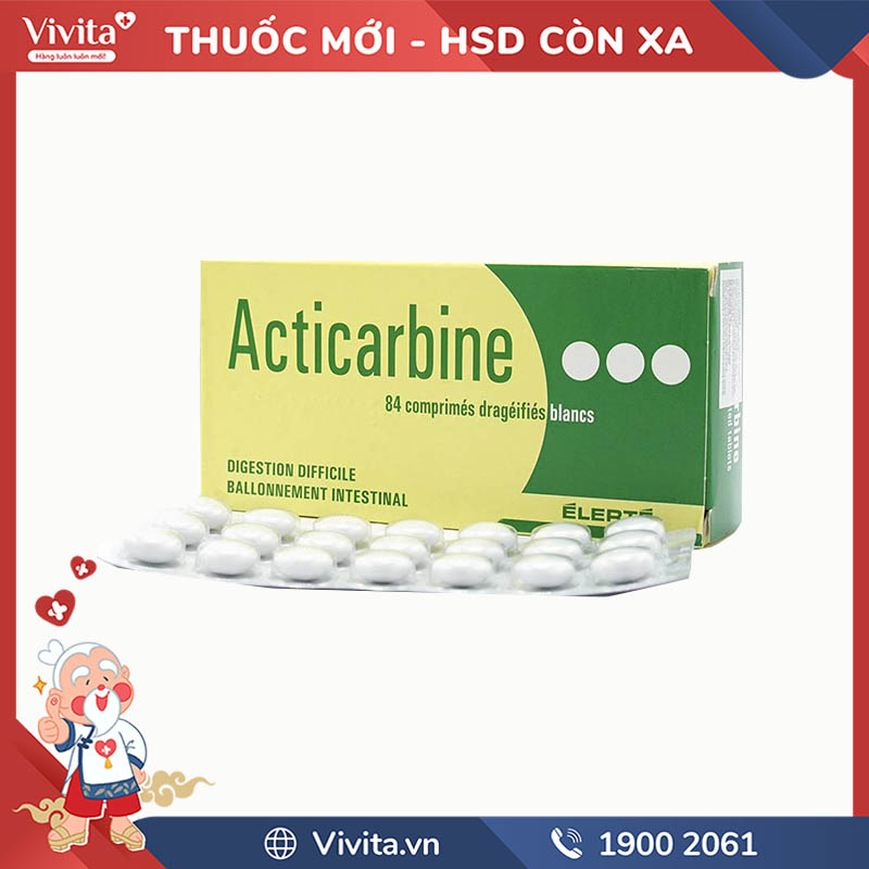 Thuốc trị tiêu chảy Acticarbine | Hộp 84 viên