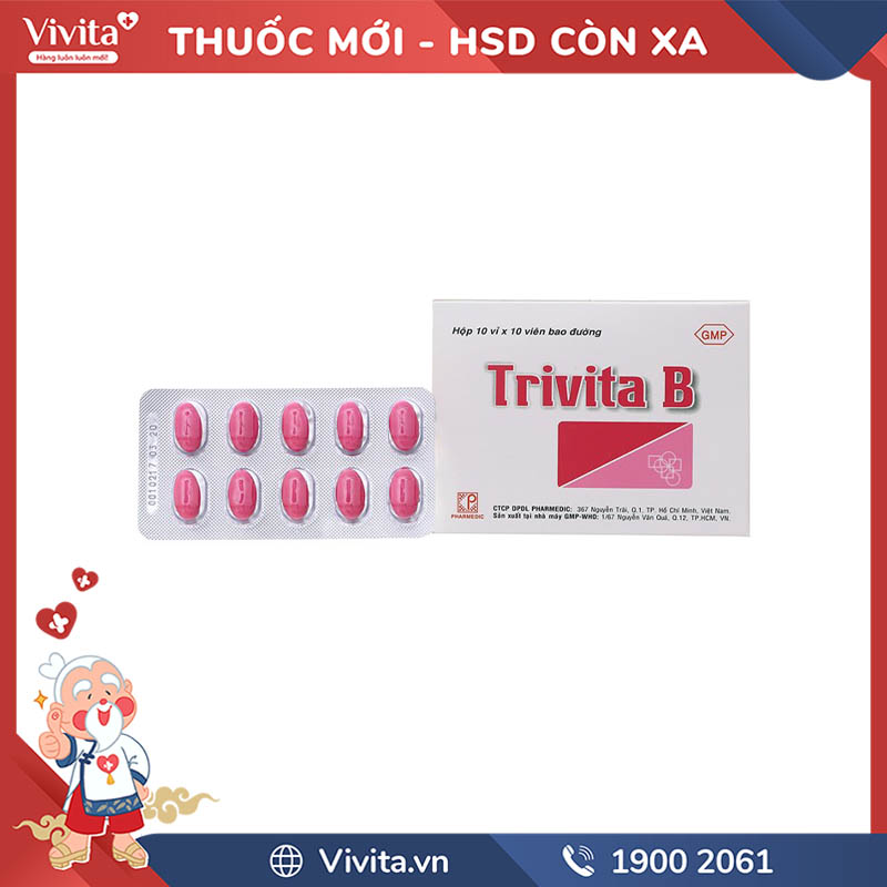 Thuốc bổ sung vitamin B1, B6, B12 Trivita B | Hộp 100 viên