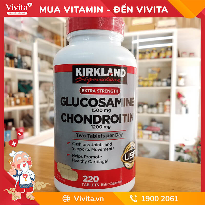 Viên Uống Kirkland Glucosamine Chondroitin Hỗ Trợ Cải Thiện Chức Năng Xương Khớp (Hộp 220 Viên)