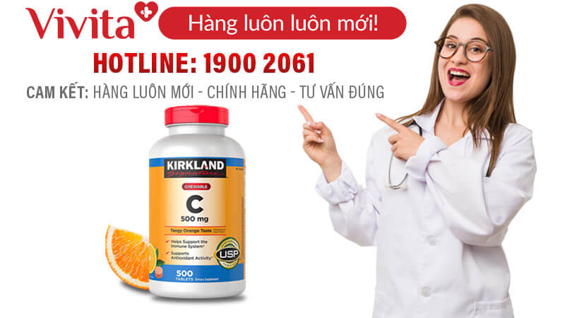 Viên nhai tăng đề kháng Kirkland Vitamin C chính hãng