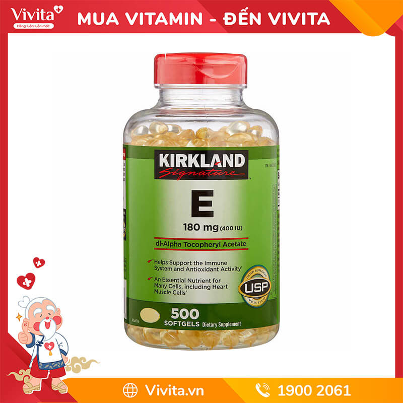 Viên Uống Kirkland Vitamin E Hỗ Trợ Làm Đẹp Da, Tăng Cường Sức Khỏe | Hộp 500 Viên