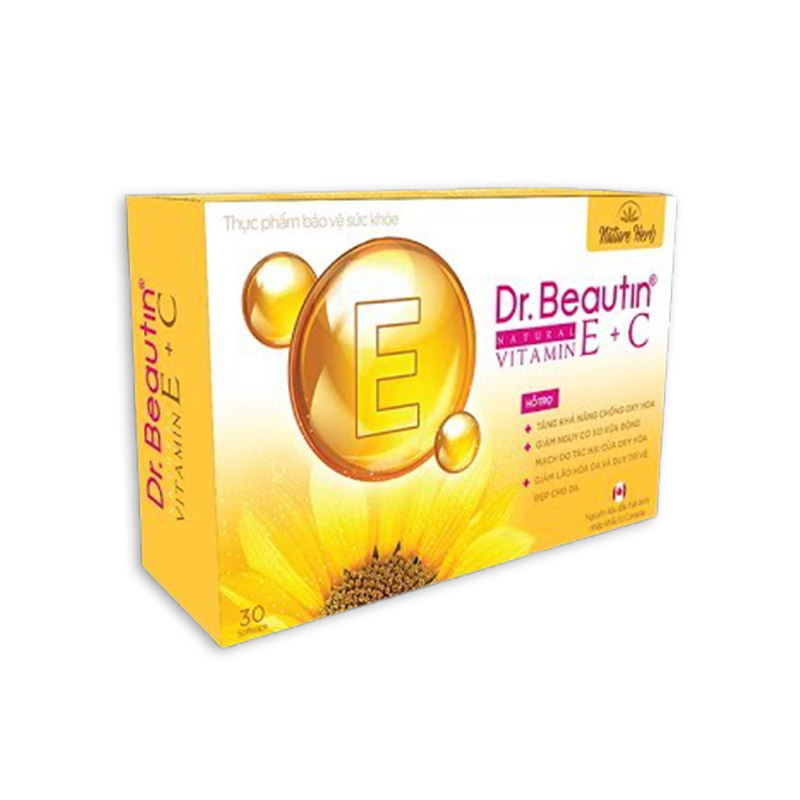 Viên Uống Dr.Beautin-Natural Vitamin E + C Hỗ Trợ Chống Lão Hóa Da (Hộp 30 Viên)