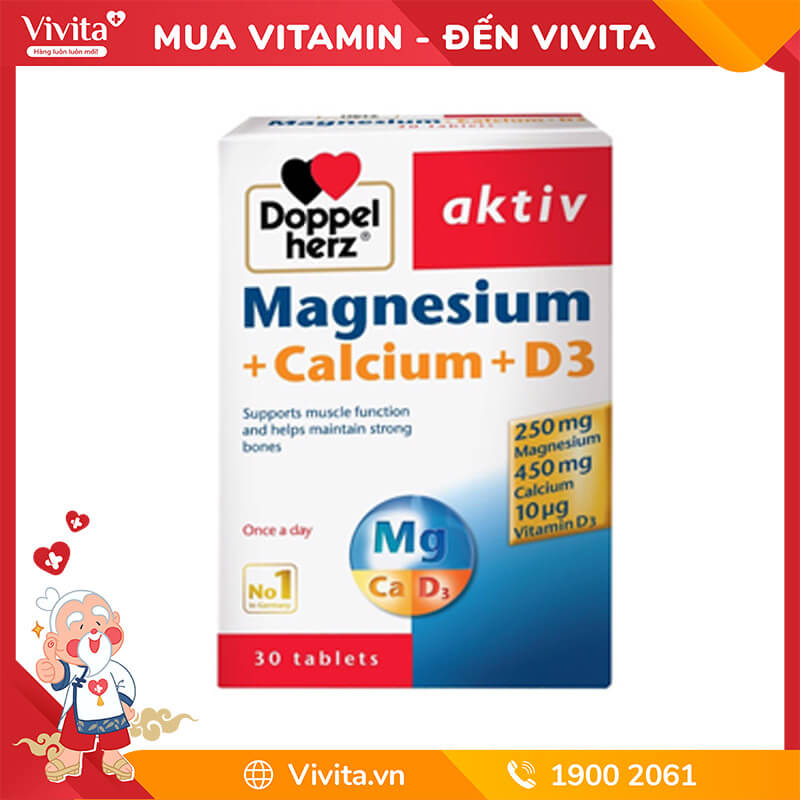 Viên Uống Magnesium Calcium D3 Hỗ Trợ Tăng Sức Khỏe Xương Khớp (Hộp 30 Viên)