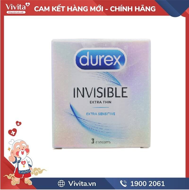 Bao Cao Su Durex Invisible Extra Hộp 3 cái