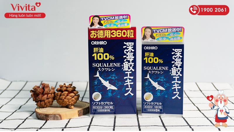 Viên uống dầu gan cá mập biển sâu tinh khiết 99,6% ORIHIRO 360v và 180v