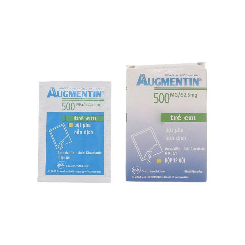 Thuốc kháng sinh Augmentin 500mg/62.5mg | Hộp 12 gói