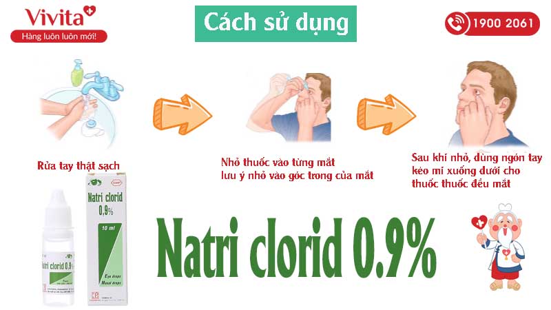 Cách sử dụng nước muối nhỏ mắt Natri clorid 0.9%