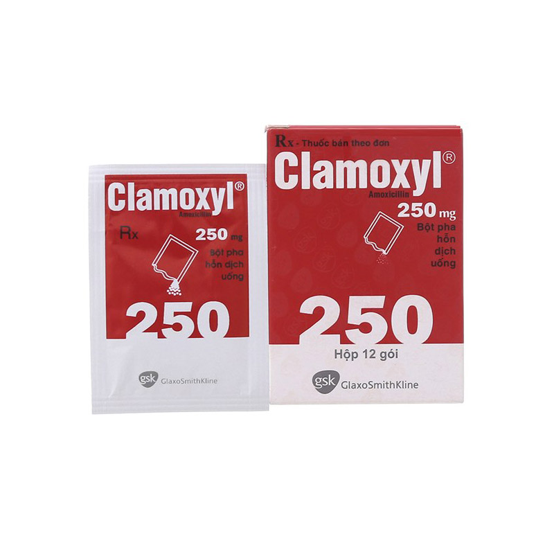 Thuốc kháng sinh Clamoxyl 250mg | Hộp 12 gói
