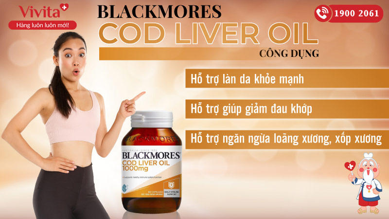 Blackmores Cod Liver Oil 1000mg Bổ Sung Vitamin A, D và Omega 3 (Hộp 125 Viên)