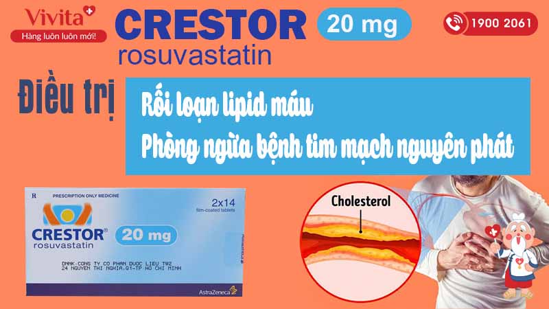 Công dụng thuốc hạ mỡ máu crestor 20mg 