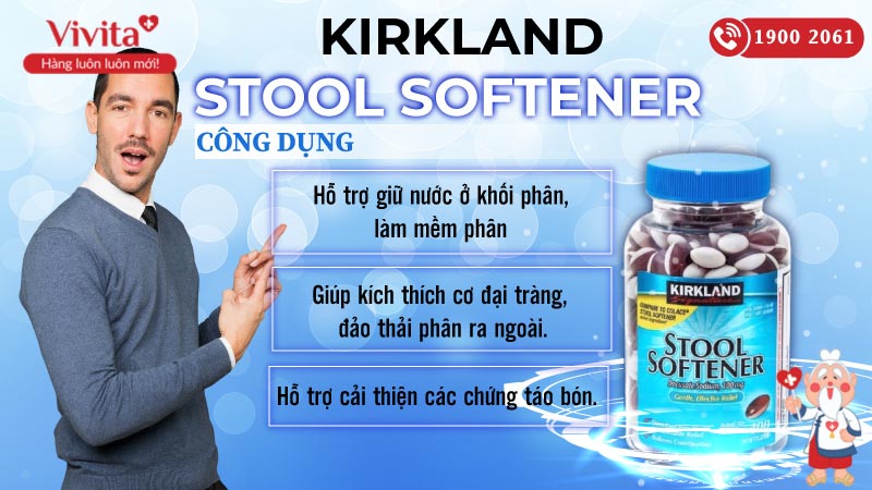 Viên Uống Kirkland Stool Softener Hỗ Trợ Nhuận Tràng, Cải Thiện Chứng Táo Bón | Hộp 400 Viên