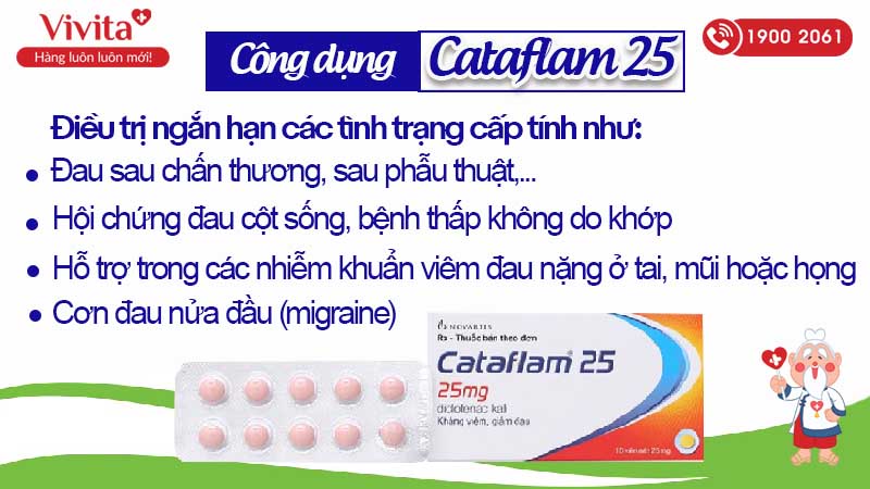 Công dụng (Chỉ định) của thuốc Cataflam 25mg