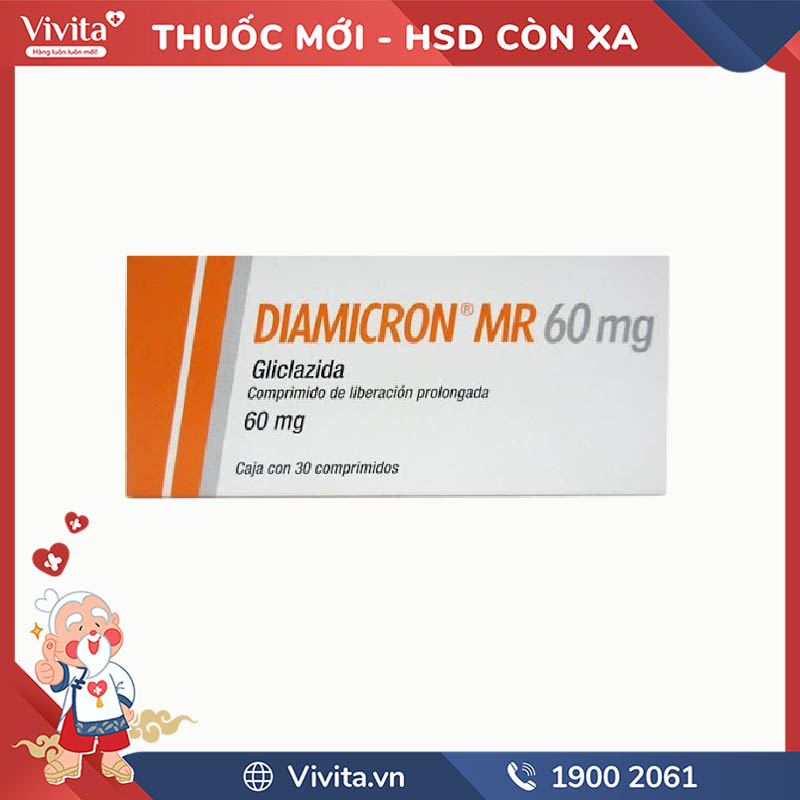 Thuốc trị tiểu đường Diamicron MR 60mg | Hộp 30 viên