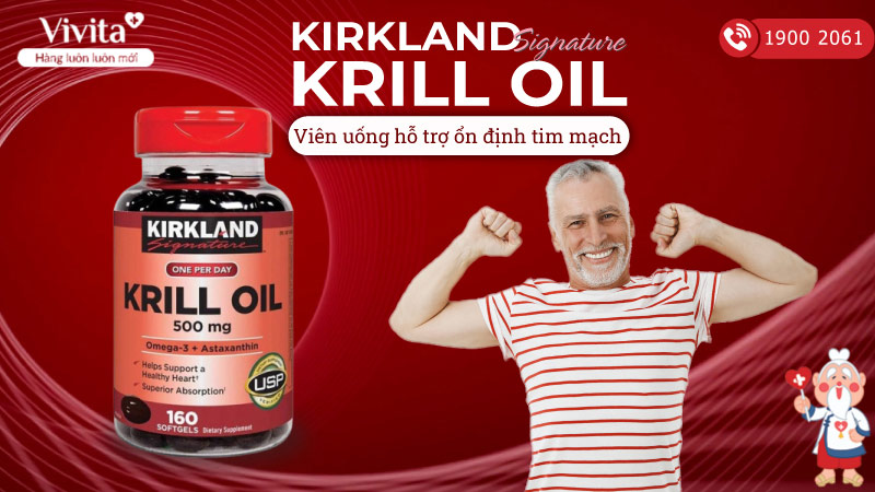 Viên Uống Kirkland Krill Oil 500mg Hỗ Trợ Cải Thiện Hệ Tim Mạch | Hộp 160 Viên