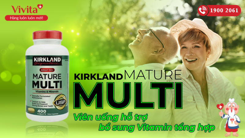 Viên Uống Kirkland Mature Multi Vitamin Hỗ Trợ Bổ Sung Vitamin Cho Người 50 Tuổi | Hộp 400 Viên
