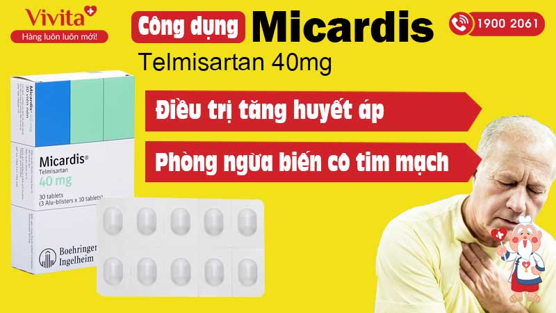 Công dụng tăng huyết áp Micardis 40mg