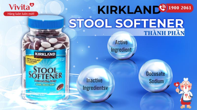 Viên Uống Kirkland Stool Softener Hỗ Trợ Nhuận Tràng, Cải Thiện Chứng Táo Bón | Hộp 400 Viên