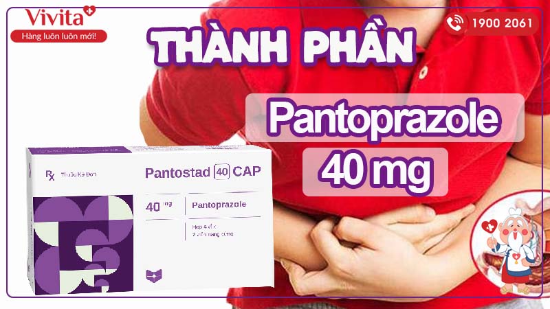 Thành phần của thuốc trị loét dạ dày, tá tràng Pantostad 40 CAP