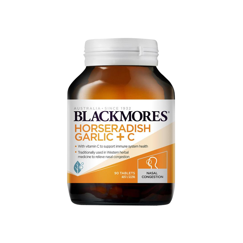 Blackmores Horseradish Garlic + C Hỗ trợ điều trị cảm lạnh, tăng cường sức khỏe | Hộp 90 viên
