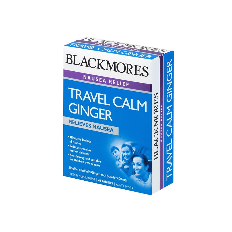 Blackmores Travel Calm Ginger Hỗ Trợ Chống Buồn Nôn Do Say Tàu, Xe, Thai Nghén | Vĩ 45 viên