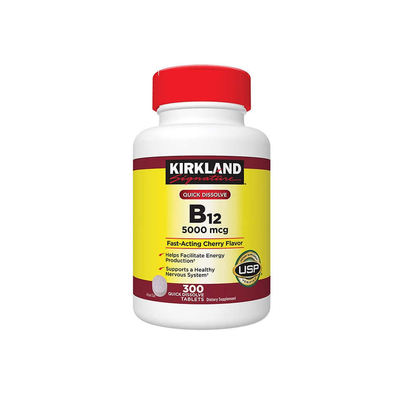 Viên Uống Kirkland Vitamin B12 5000mcg Hỗ Trợ Tăng Cường Sức Khỏe, Cải Thiện Não Bộ | Hộp 300 Viên
