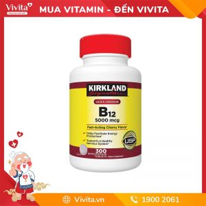 Viên Uống Kirkland Vitamin B12 5000mcg Hỗ Trợ Tăng Cường Sức Khỏe, Cải Thiện Não Bộ | Hộp 300 Viên